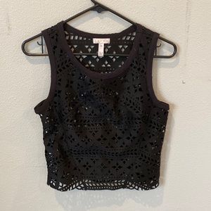 Leith cut-out black crop top